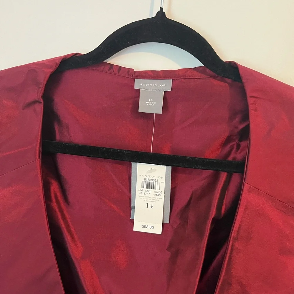 Ann Taylor Deep Red Satin Blouse - Picture 2 of 3